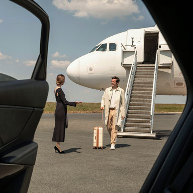 2 personnes à l'arrivée à l'aéroport