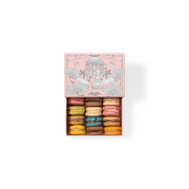 Coffret Ladurée Château de Versailles 12 macarons boîte ouverte.jpg